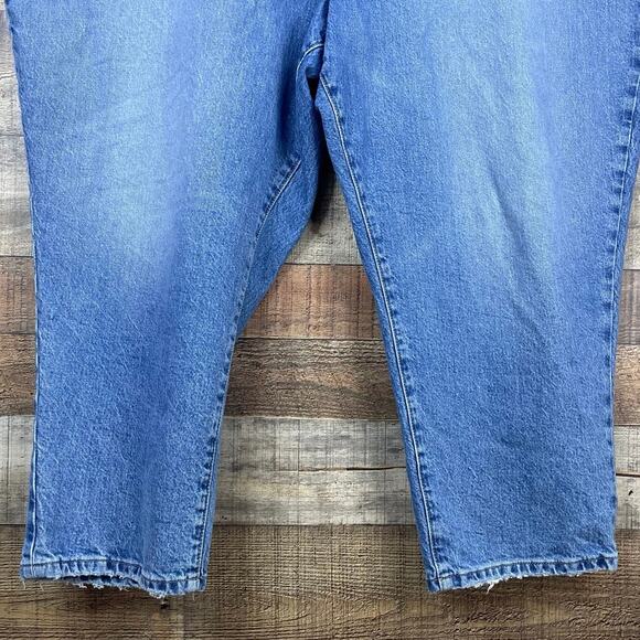 Good American Good Girlfriend High Waist Broke Jeans Crop Distressed Blue SZ 24 - Picture 4 of 9